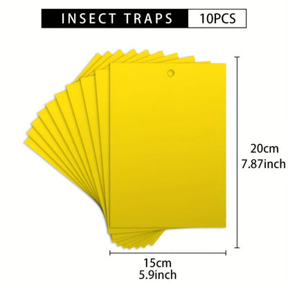10 Pcs Yellow Double-Sided Greenhouse Sticky Traps – Catch Flying Insects Indoors & Outdoors - Hiccupzz