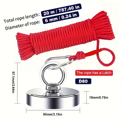 Ultra-Powerful Neodymium Magnet for Heavy-Duty Fishing - Ideal for River Salvage, Indoor & Outdoor Use
