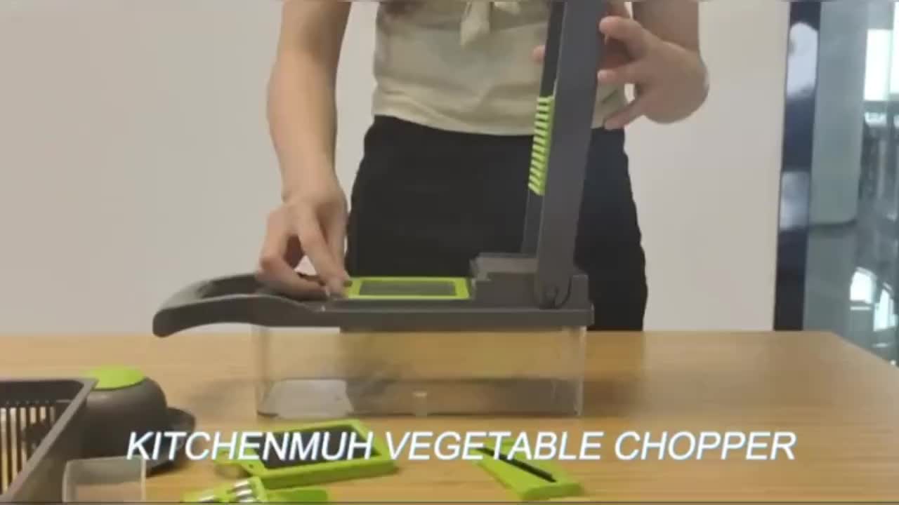 12/16 Pcs Multifunctional Vegetable Chopper Set – Slicer, Grater, Mincer with Container and Interchangeable Blades - Hiccupzz