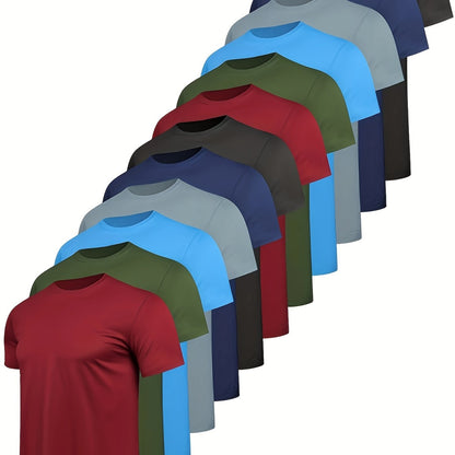 12-Pack Men's Quick-Dry Athletic T-Shirts - Moisture-Wicking, Short Sleeve Crew Neck Tops for Running & Outdoor Activities - Hiccupzz