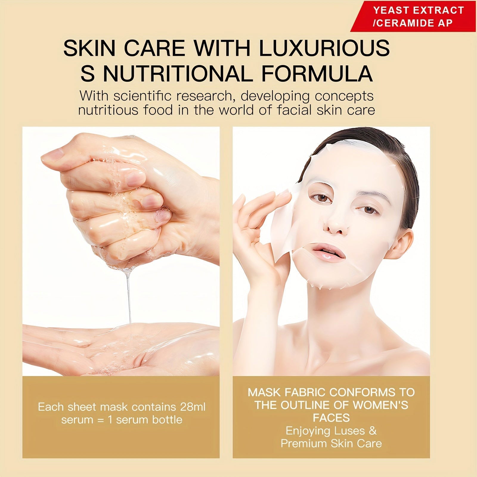 12-Pcs Cherry Ceramide & Niacinamide Essence Face Masks, 25G - Moisturizing & Soothing Spa Facial Care For All Skin Types, Alcohol-Free With Hyaluronic Acid - Hiccupzz