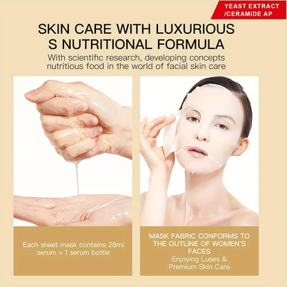 12-Pcs Cherry Ceramide & Niacinamide Essence Face Masks, 25G - Moisturizing & Soothing Spa Facial Care For All Skin Types, Alcohol-Free With Hyaluronic Acid - Hiccupzz