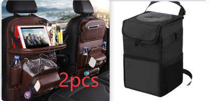 Luxury PU Leather Car Backseat Organizer with Foldable Table – Multi-Functional Car Seat Storage.