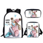 Three-piece printed student backpack diagonal bag - Hiccupzz