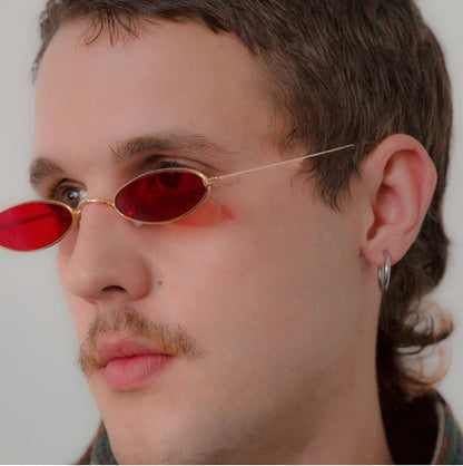 Metal Sunglasses Elliptical Sunglasses Small Frame Ocean Sunglasses Personality Glasses for Men and Women - Hiccupzz