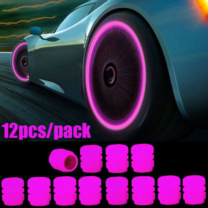 12 Pcs Car Luminous Tire Valve Caps Fluorescent - Hiccupzz