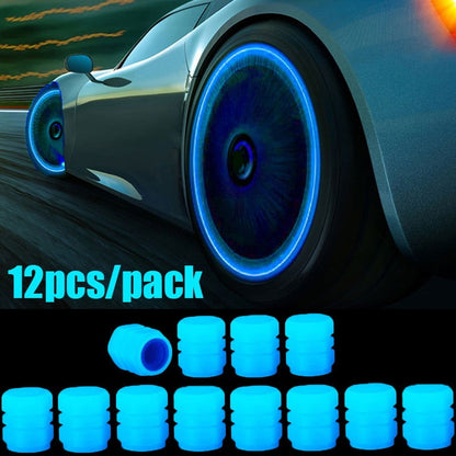 12 Pcs Car Luminous Tire Valve Caps Fluorescent - Hiccupzz