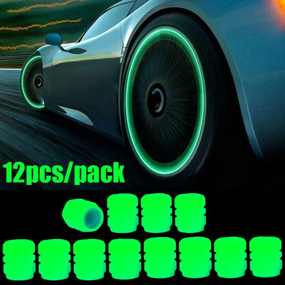 12 Pcs Car Luminous Tire Valve Caps Fluorescent - Hiccupzz