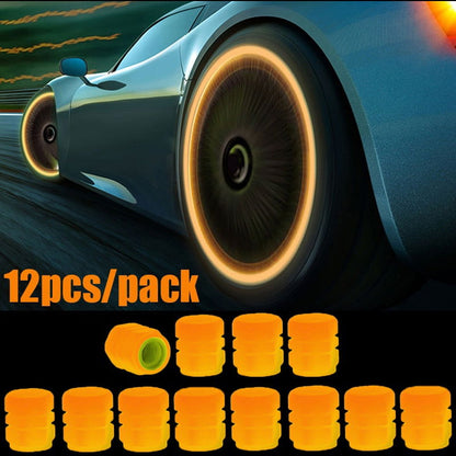 12 Pcs Car Luminous Tire Valve Caps Fluorescent - Hiccupzz