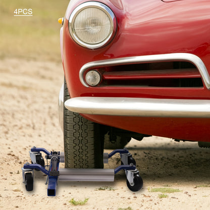 Set Of 4 Car Wheel Dolly Heavy Duty Self Loading Dolly With Ratcheting Foot Pedal, 1300lbs Capacity - Hiccupzz