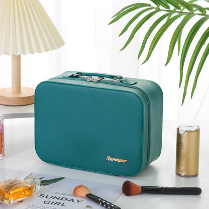 Solid Color PU Leather Large Capacity Portable Waterproof Women's Cosmetic Bag - Hiccupzz