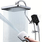 13-Inch Shower Heads with Multi-Function Handheld Sprayer Combo, 3-Way Metal Extended Diverter with Holder and Metal Adjustable Curved Shower Extension Arm - Hiccupzz