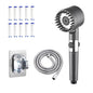 13-piece pressurized shower head, three-speed adjustable bathroom shower massage, one-touch water-stop shower head filter, stainless steel panel - Hiccupzz