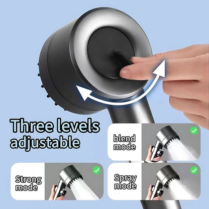 13-piece pressurized shower head, three-speed adjustable bathroom shower massage, one-touch water-stop shower head filter, stainless steel panel - Hiccupzz