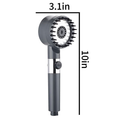 13-piece pressurized shower head, three-speed adjustable bathroom shower massage, one-touch water-stop shower head filter, stainless steel panel - Hiccupzz