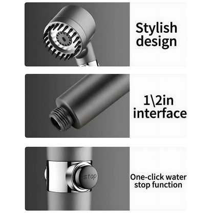 13-piece pressurized shower head, three-speed adjustable bathroom shower massage, one-touch water-stop shower head filter, stainless steel panel - Hiccupzz