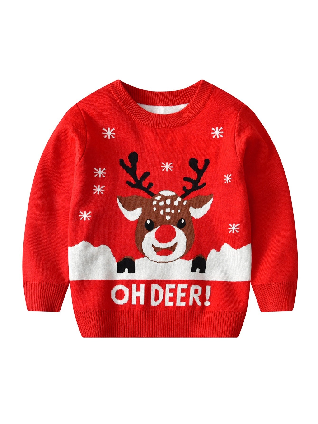 Boys' Elk Print Knitted Sweater - Autumn/Winter