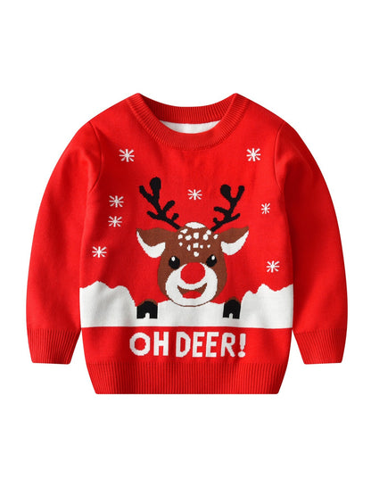 Boys' Elk Print Knitted Sweater - Autumn/Winter - Hiccupzz