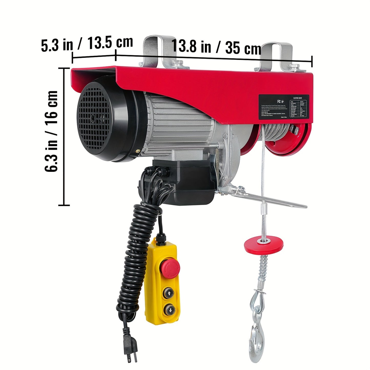 Electric Hoist, 440lbs Garage Hoist with 14ft Wired Control, 110 Volt Winch, 40ft Single Cable Lifting Height, Pure Copper Motor & Emergency Stop Switch