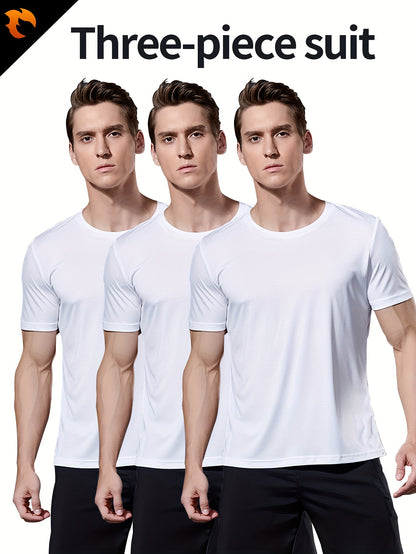 3-Pack Men's Quick-Dry Short Sleeve Shirts - Stretch Crew Neck Undershirts for Fitness Training - Hiccupzz