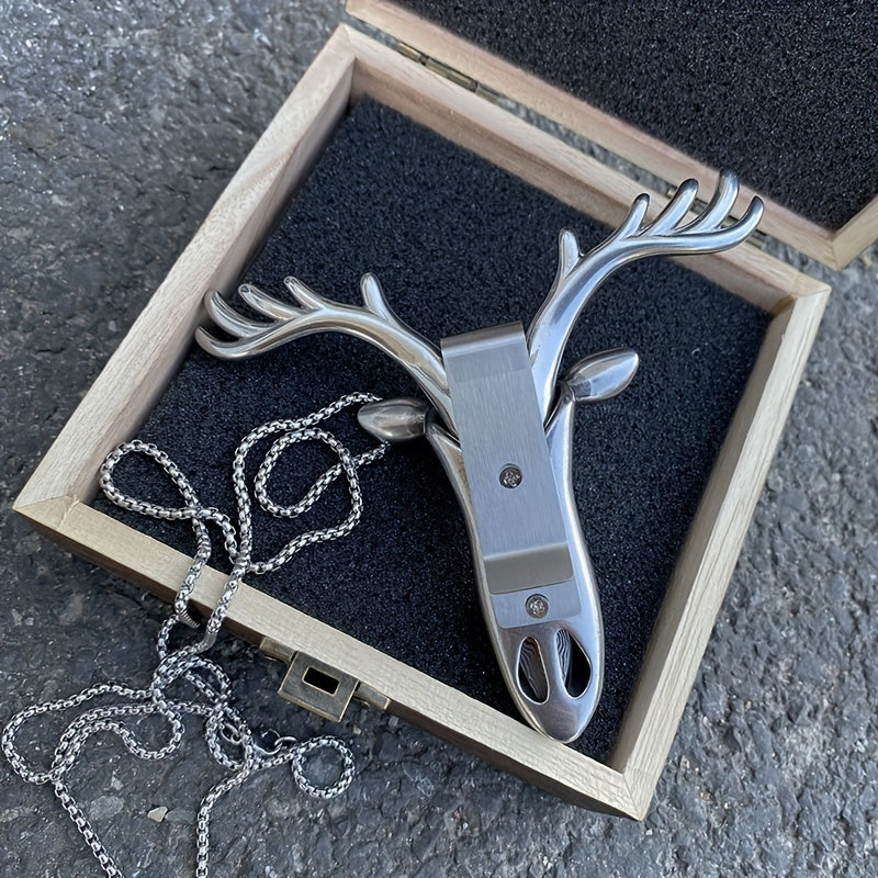 316 Stainless Steel Tea Knife Coffee Synthetic Crystal Longhorn Christmas Pendant Necklace Clasp, Paper Cutter, Box Opener Pocket Knife