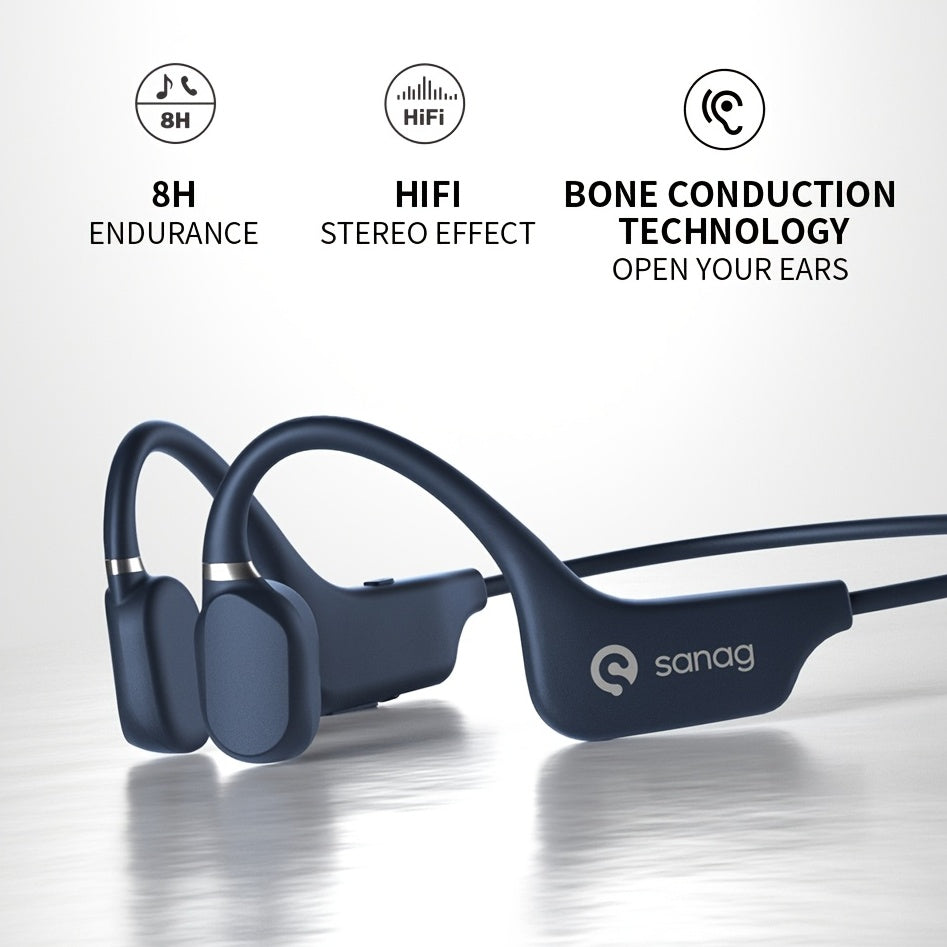 Sanag A5X Bone Conduction Wireless Sport Headphones - Waterproof, Open Ear Design, 3D Stereo Sound