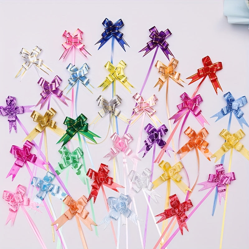 Small Hand Pull Flower Ribbon Bows (10/50pcs): Perfect for Gift Wrapping, Holiday Decor, and Wedding Decorations