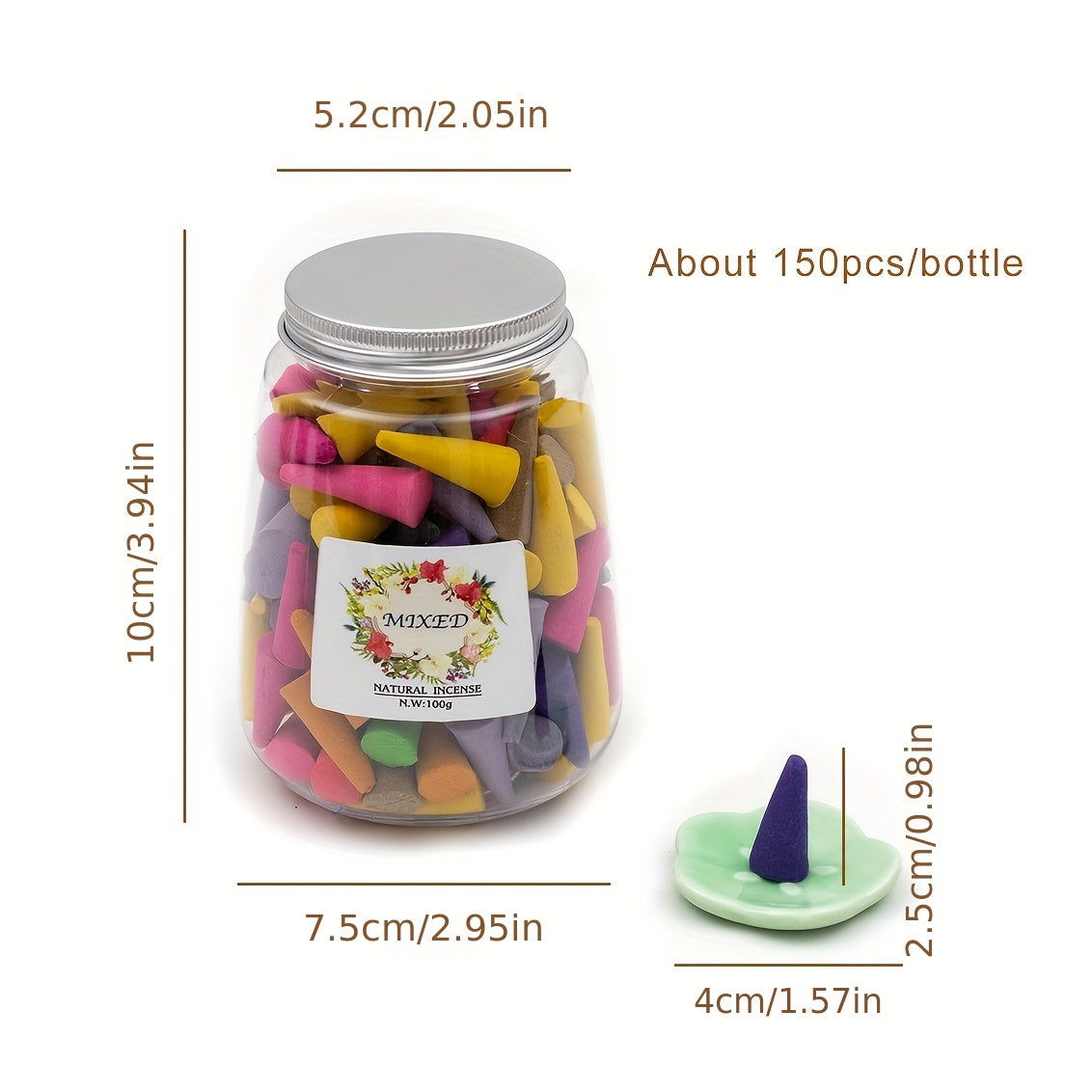 150 Pcs Multi-Fragrance Natural Floral Incense with Holder for Deodorizing, Purifying Air, Yoga, Meditation, and Room Decor - Hiccupzz