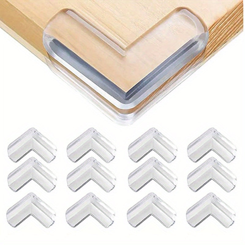 12 Pcs Baby-Safe Clear Corner Guards - Adhesive Gel for Tables, Furniture & Cabinets