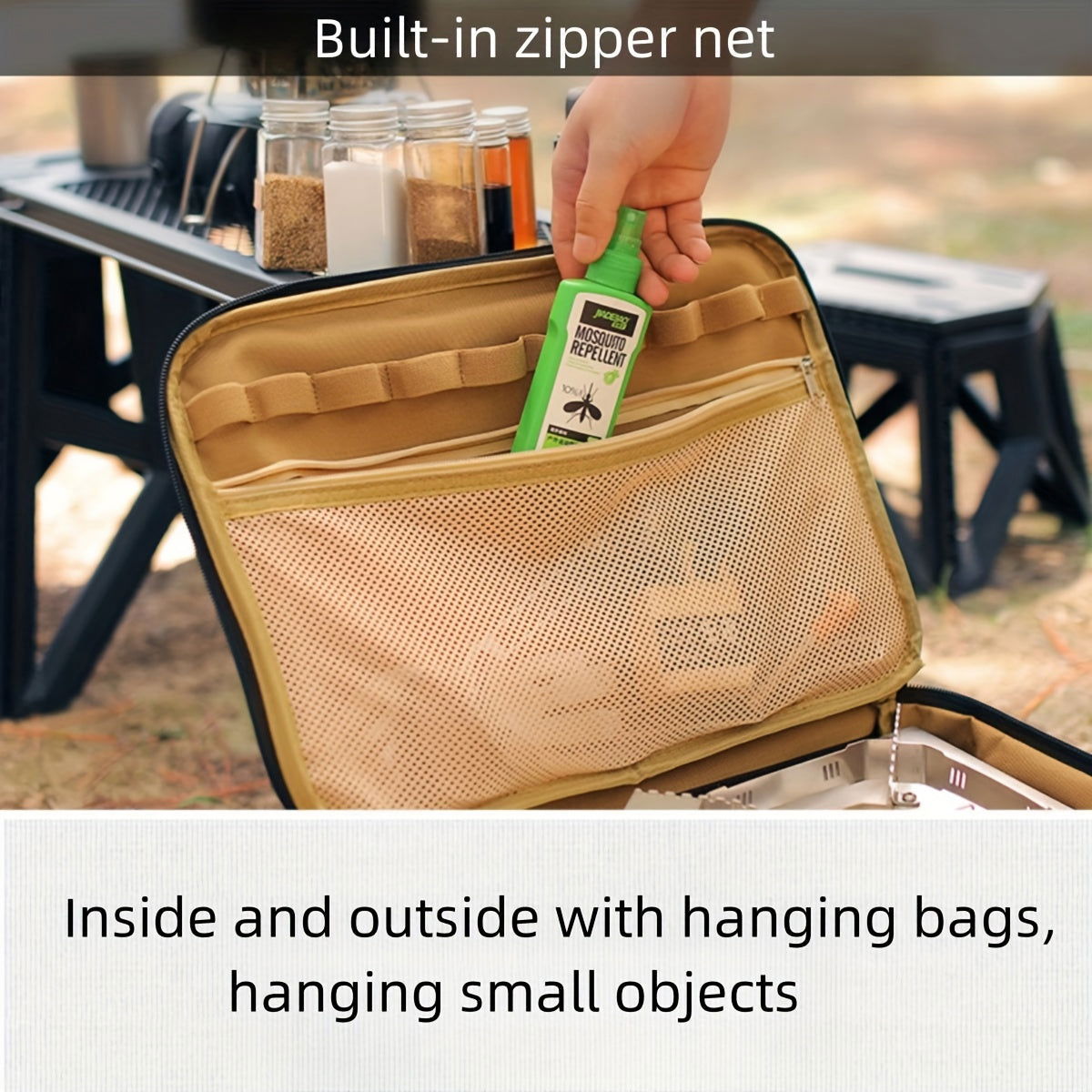 15L Large Capacity Outdoor Cooking Utensils Storage Bag with Picnic Pot & Gas Canister Holder - Hiccupzz