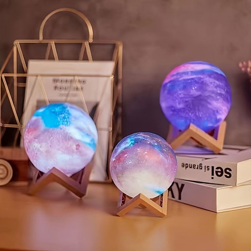 16-Color Remote Control 3D LED Moon Lamp with Stand, USB Night Light for Bedroom Decor, 5.98 Inch - Hiccupzz