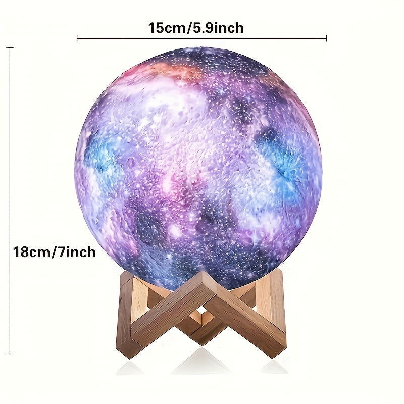 16-Color Remote Control 3D LED Moon Lamp with Stand, USB Night Light for Bedroom Decor, 5.98 Inch - Hiccupzz