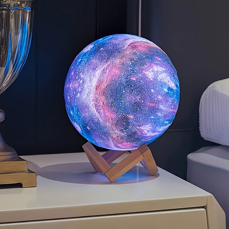 16-Color Remote Control 3D LED Moon Lamp with Stand, USB Night Light for Bedroom Decor, 5.98 Inch - Hiccupzz
