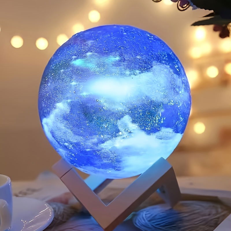 16-Color Remote Control 3D LED Moon Lamp with Stand, USB Night Light for Bedroom Decor, 5.98 Inch - Hiccupzz