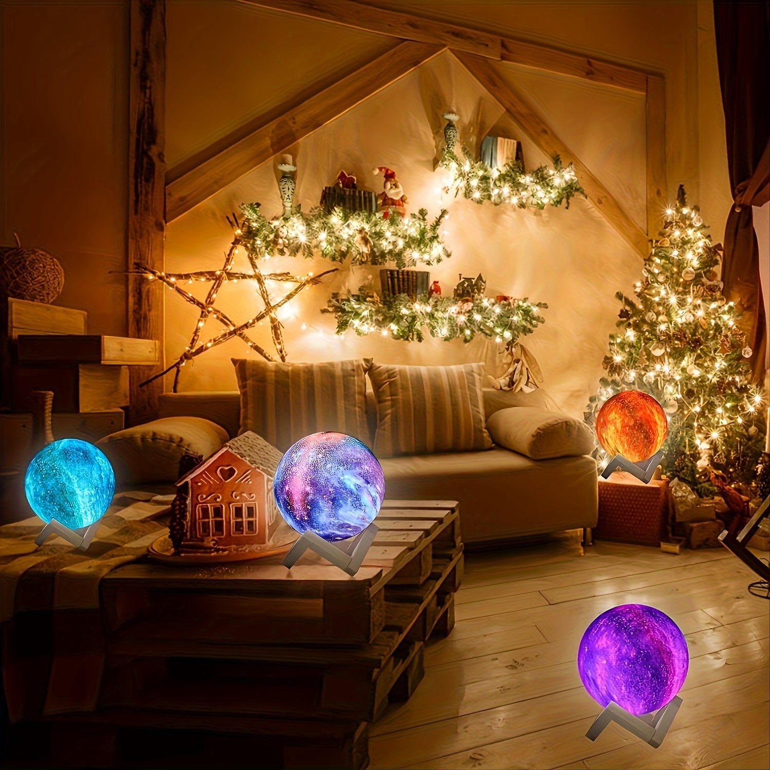 16-Color Remote Control 3D LED Moon Lamp with Stand, USB Night Light for Bedroom Decor, 5.98 Inch - Hiccupzz