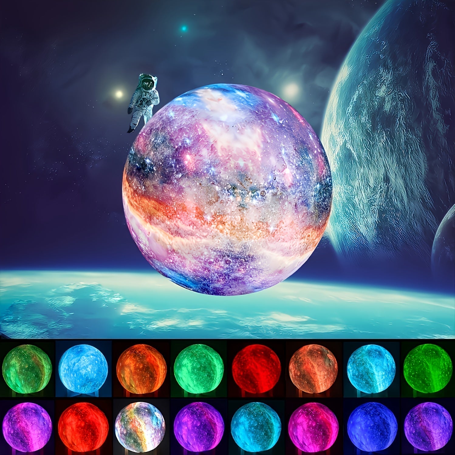 16-Color Remote Control 3D LED Moon Lamp with Stand, USB Night Light for Bedroom Decor, 5.98 Inch - Hiccupzz