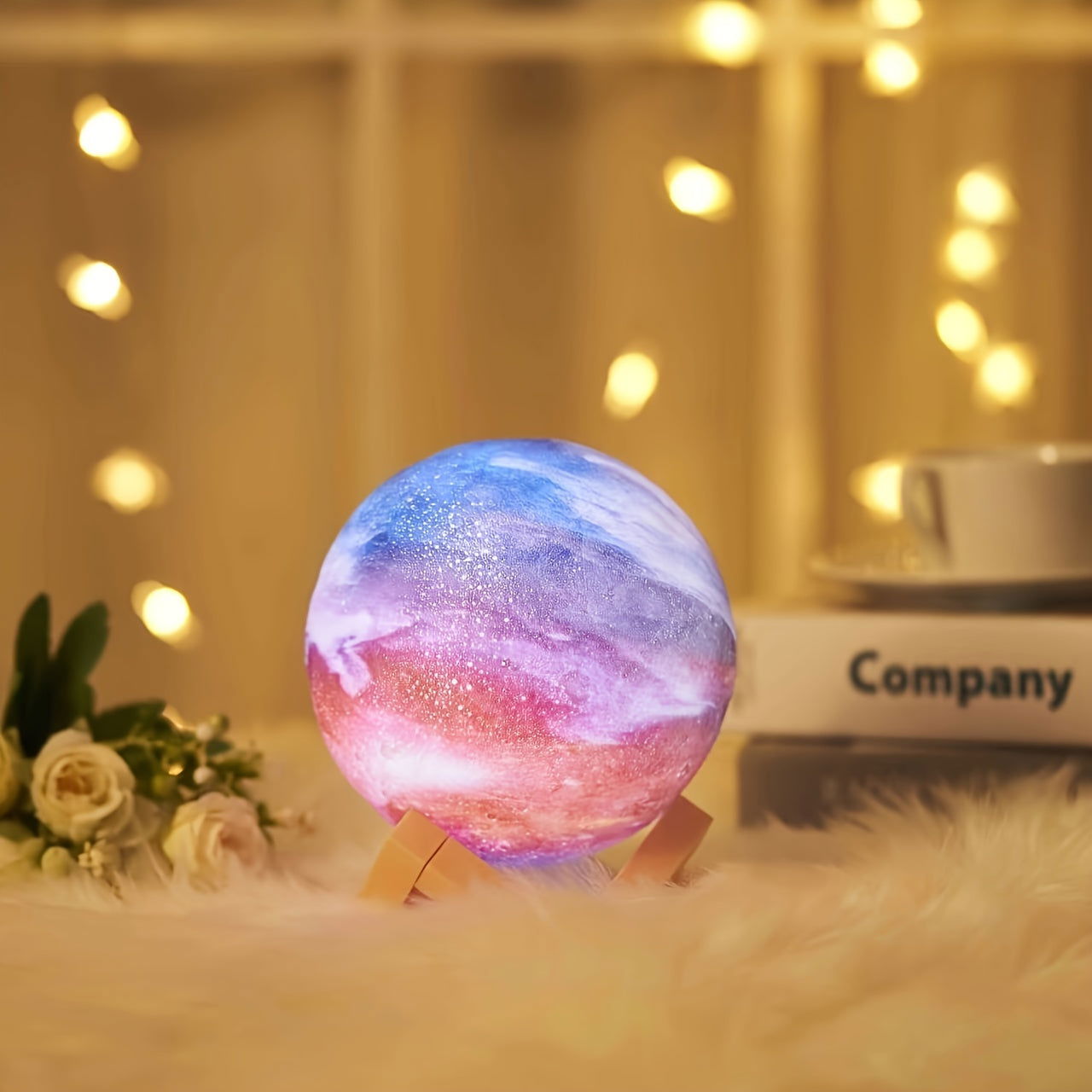 16-Color Remote Control 3D LED Moon Lamp with Stand, USB Night Light for Bedroom Decor, 5.98 Inch - Hiccupzz
