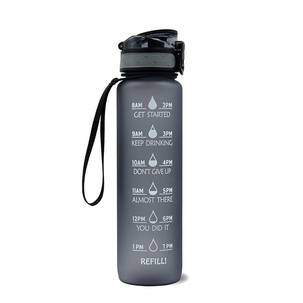 1L Tritan Water Bottle With Time Marker Bounce Cover Leakproof Cup For Sports Fitness