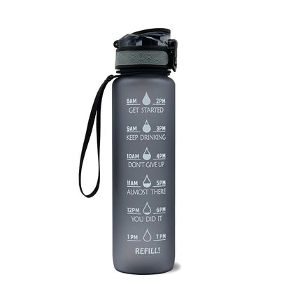 1L Tritan Water Bottle With Time Marker Bounce Cover Leakproof Cup For Sports Fitness