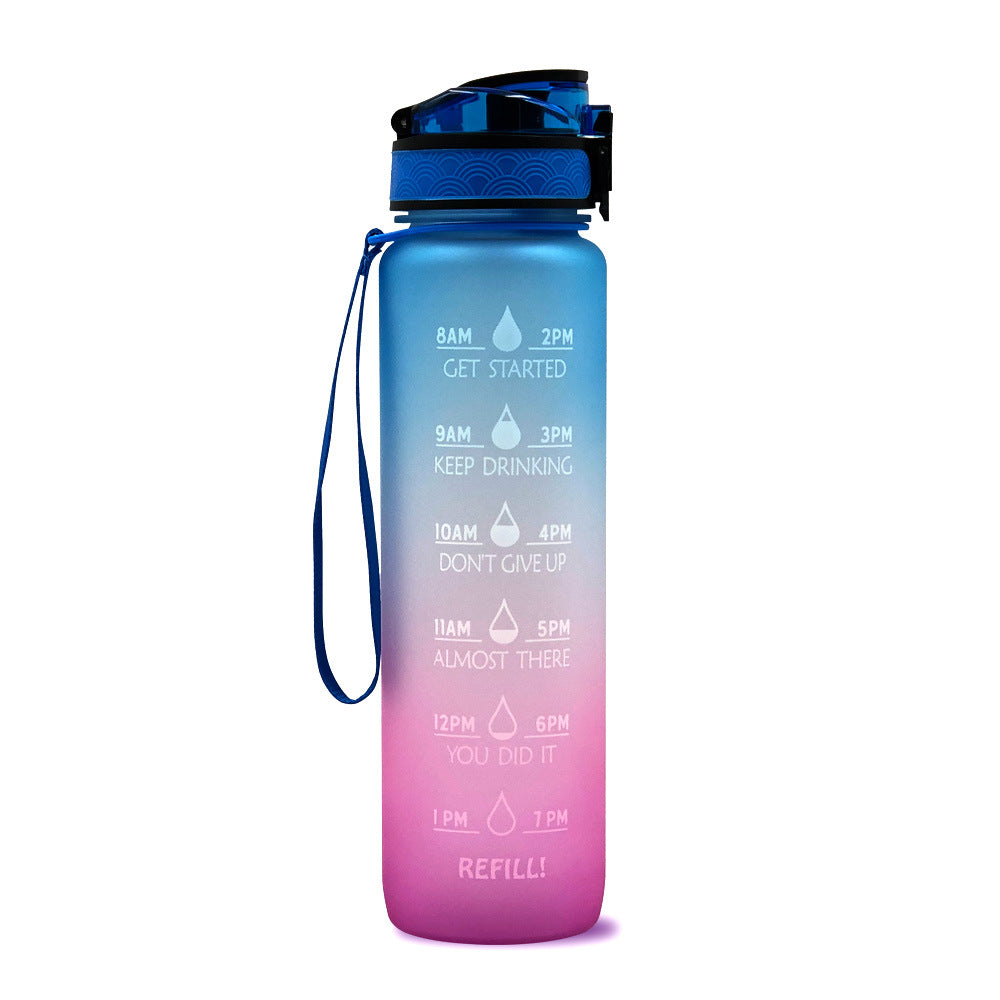 1L Tritan Water Bottle With Time Marker Bounce Cover Leakproof Cup For Sports Fitness