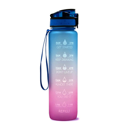 1L Tritan Water Bottle With Time Marker Bounce Cover Leakproof Cup For Sports Fitness
