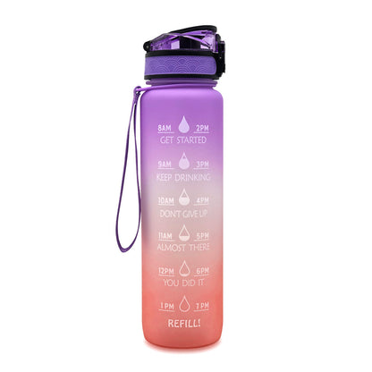 1L Tritan Water Bottle With Time Marker Bounce Cover Leakproof Cup For Sports Fitness