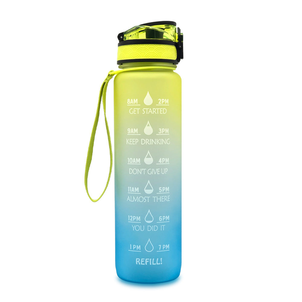 1L Tritan Water Bottle With Time Marker Bounce Cover Leakproof Cup For Sports Fitness