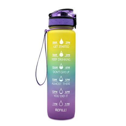 1L Tritan Water Bottle With Time Marker Bounce Cover Leakproof Cup For Sports Fitness