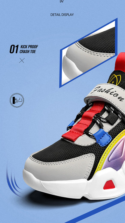 Blue Boys' Single Shoes, Casual Children's Leather, Boys' Students, Big Kids' Soft-soled Sneakers - Hiccupzz