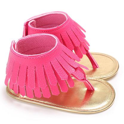Baby Girl Toddler Shoes Multicolor Tassel Soft Sole Flip-flop Sandals Toddler Shoes - Hiccupzz