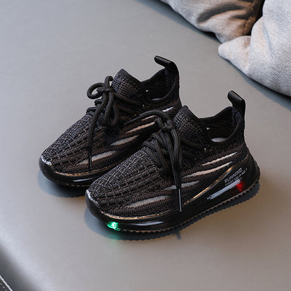 For Boys, Breathable Knit Light-Up Sneakers - Hiccupzz