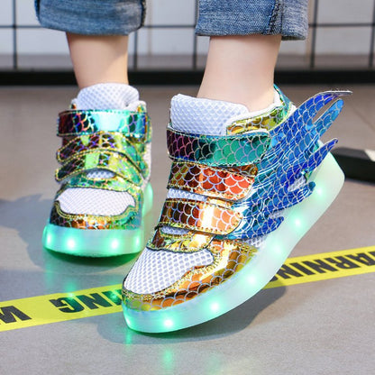 Lights up, children's sneakers, glitter shoes - Hiccupzz
