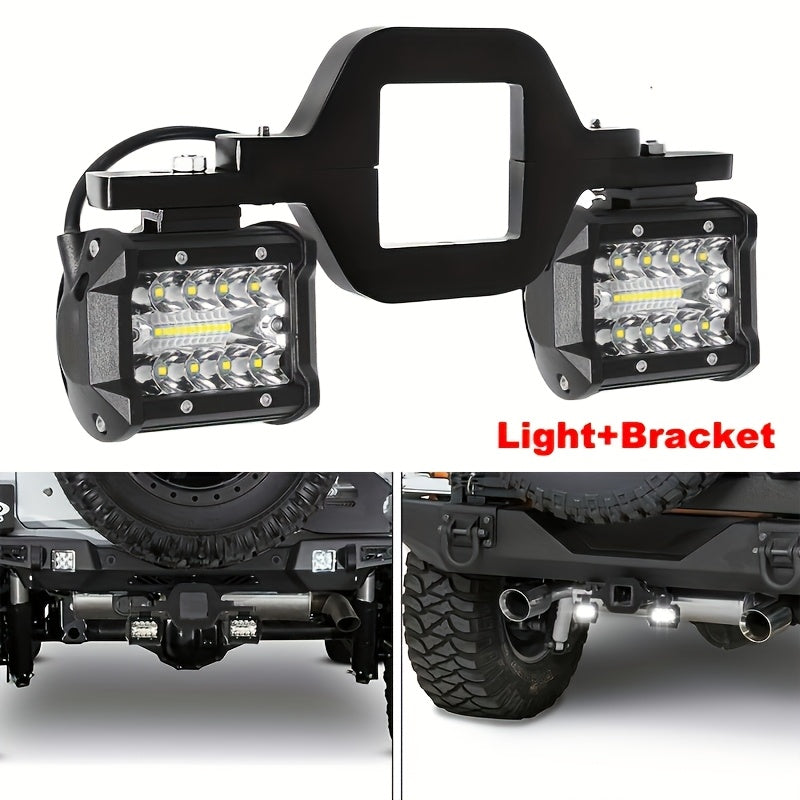 2 Pcs 4 Inch 60W LED Pods with 2.5 Inch Tow Hitch Mounting Brackets - Reverse Lights & Rear Light Bar for Pickup, ATV, SUV, Truck, Trailer, Boat