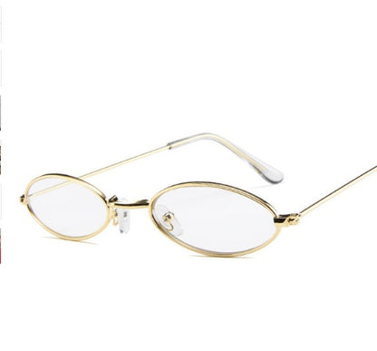 Metal Sunglasses Elliptical Sunglasses Small Frame Ocean Sunglasses Personality Glasses for Men and Women - Hiccupzz